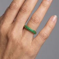 Elegant Emerald Pave 14K Gold Band Ring