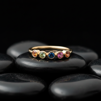 Multi-Color Round Sapphires 14K Gold Stacking Ring