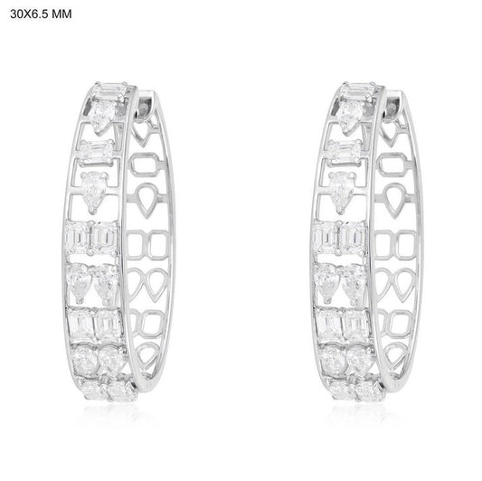 Geometric Openwork Diamond Hoop Earrings in 14K Gold