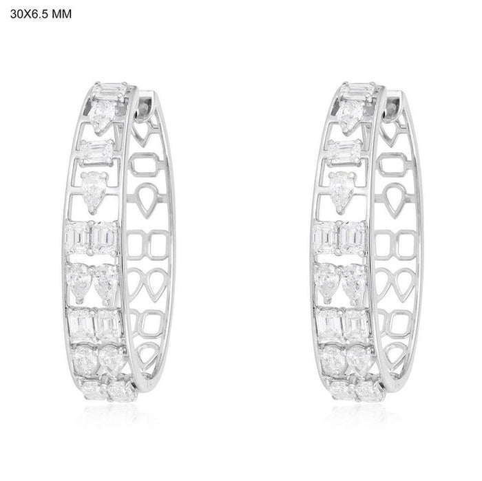 Geometric Openwork Diamond Hoop Earrings in 14K Gold