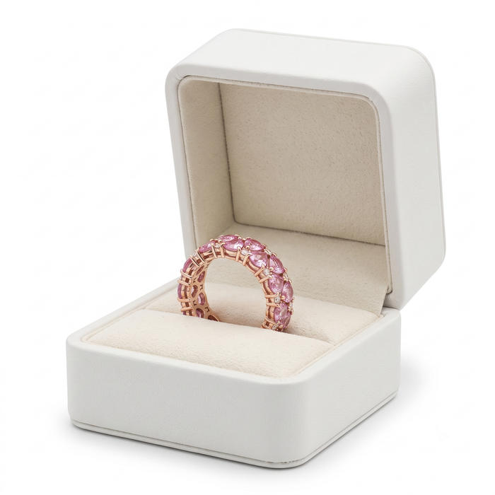 Pink Sapphire Pear-Cut 14K Rose Gold Eternity Band Ring