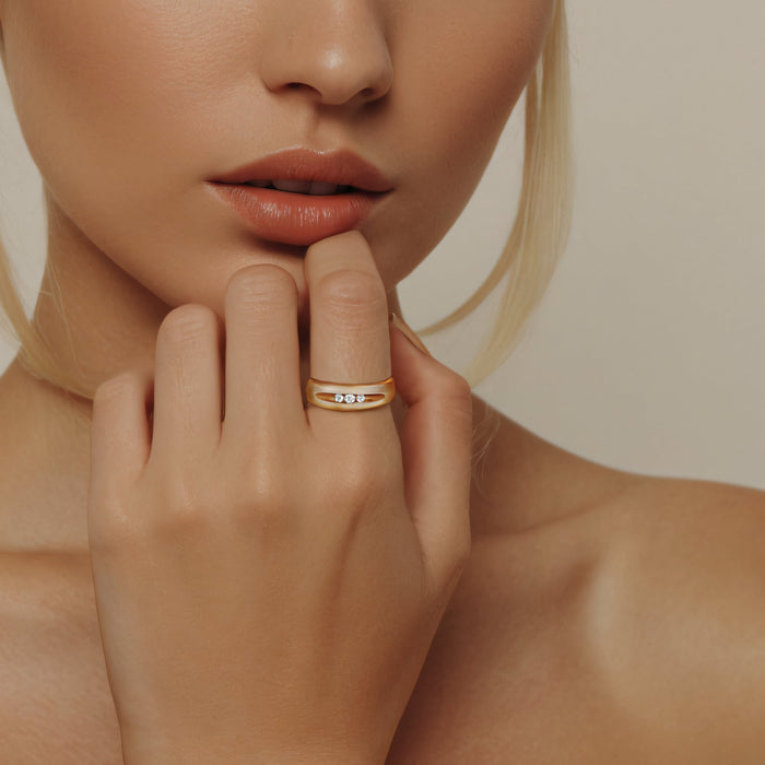Trinity Shine Three Diamond Ring in 14K Yellow Gold