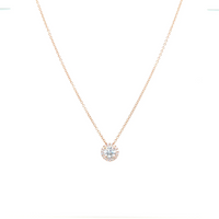 Round Diamond Halo Pendant Necklace in 14K Gold