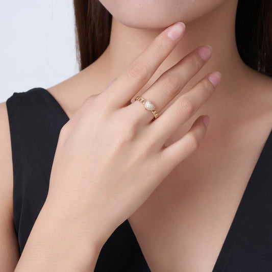 Heart Ring Pave Diamond Ring in 14K Yellow Gold
