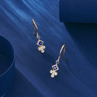 Elegant 14K Gold Sapphire Diamond Drop Earrings