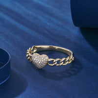 Heart Ring Pave Diamond Ring in 14K Yellow Gold