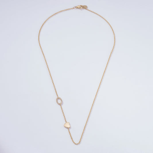 Gold Heart 14K Oval Pendant Necklace