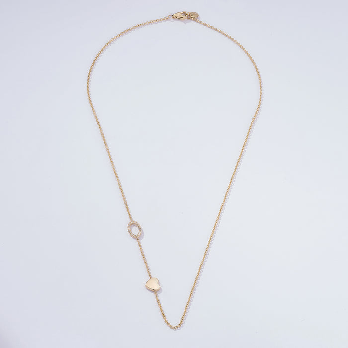 Gold Heart 14K Oval Pendant Necklace
