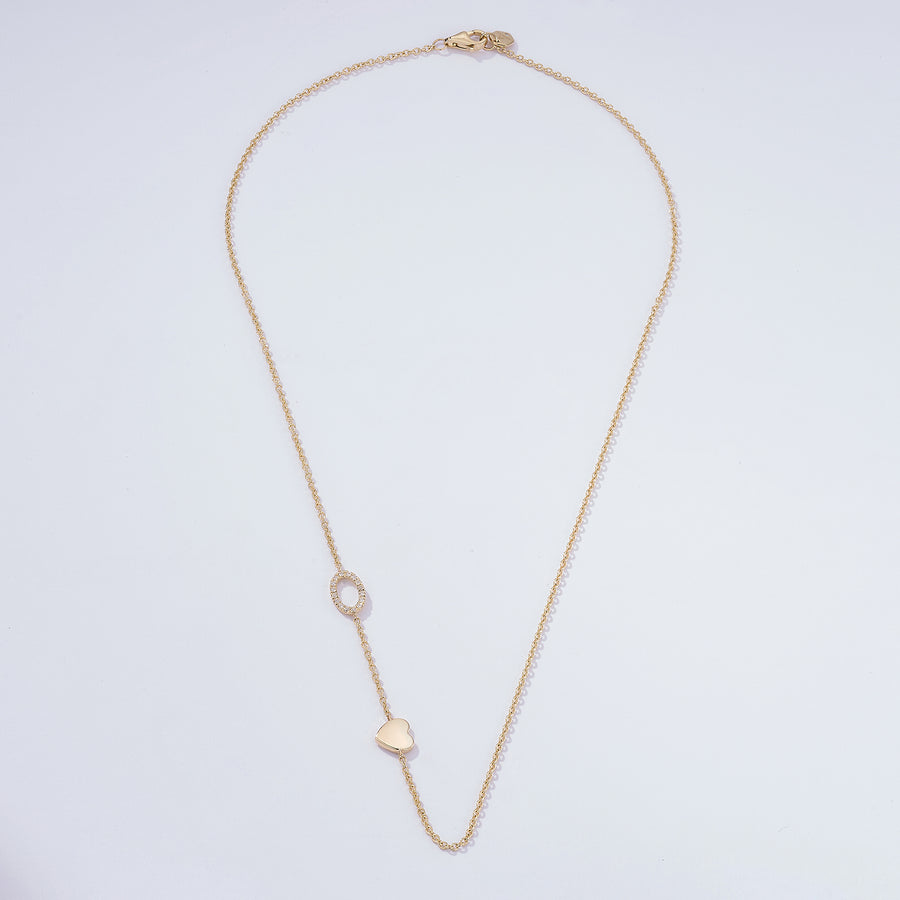 Gold Heart 14K Oval Pendant Necklace