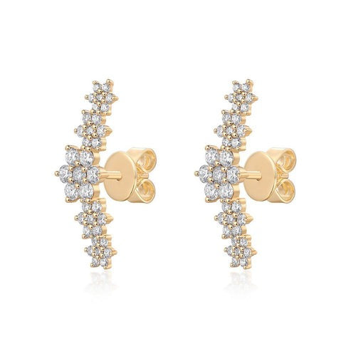 Celestial Cluster Diamond Stud Earrings in 14K Yellow Gold