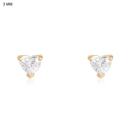 Petite Heart Diamond Stud Earrings in 14K Yellow Gold