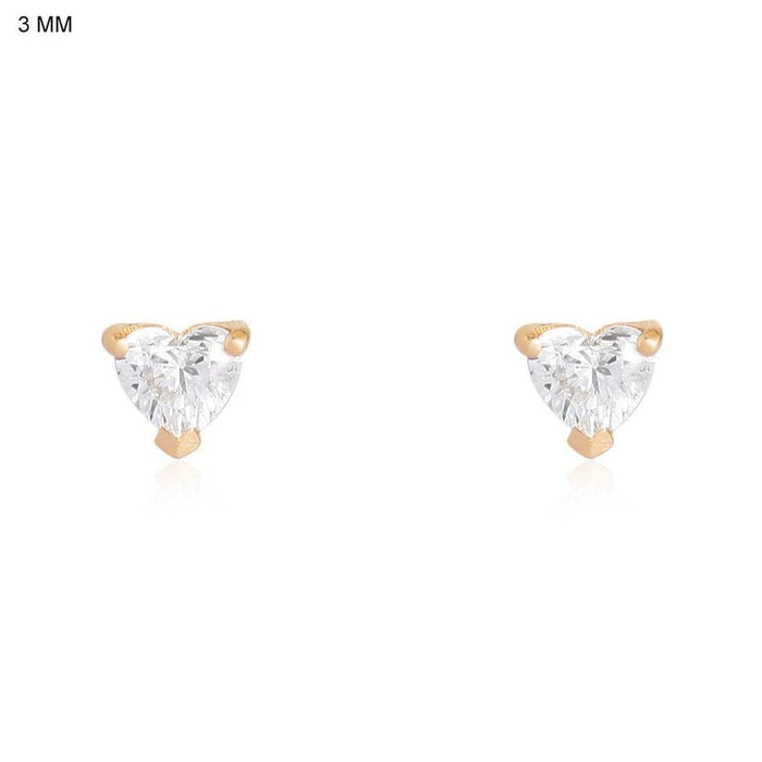 Petite Heart Diamond Stud Earrings in 14K Yellow Gold