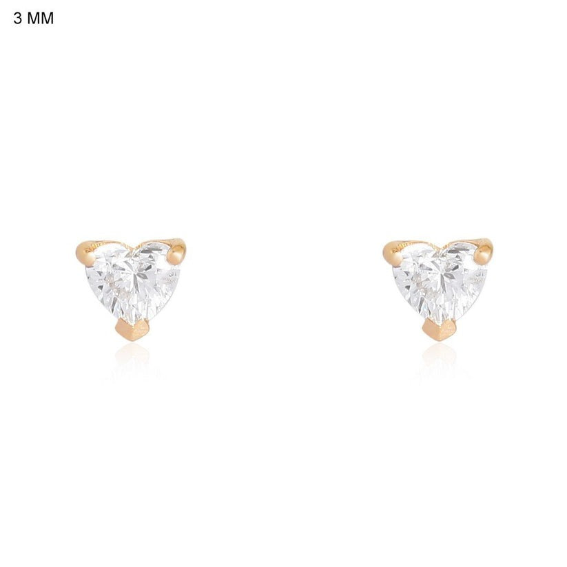 Petite Heart Diamond Stud Earrings in 14K Yellow Gold