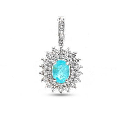 Radiant Paraiba 18K Lab-Diamond Pendant Necklace