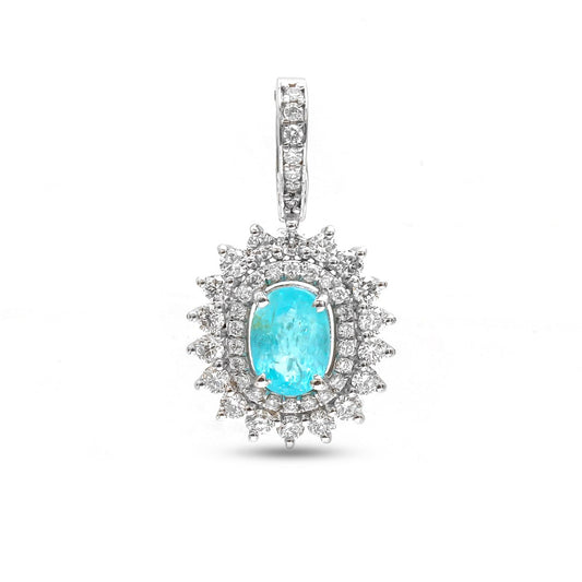 Radiant Paraiba 18K Lab-Diamond Pendant Necklace