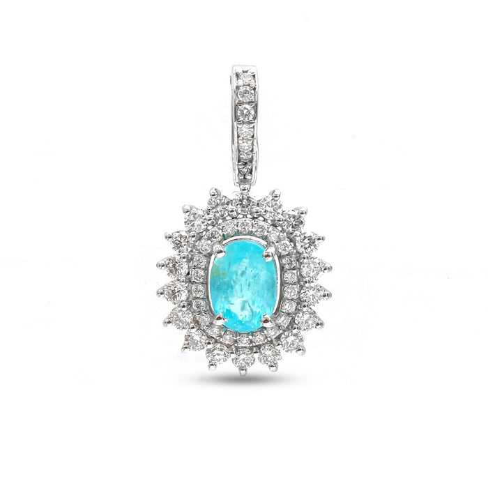 Radiant Paraiba 18K Lab-Diamond Pendant Necklace