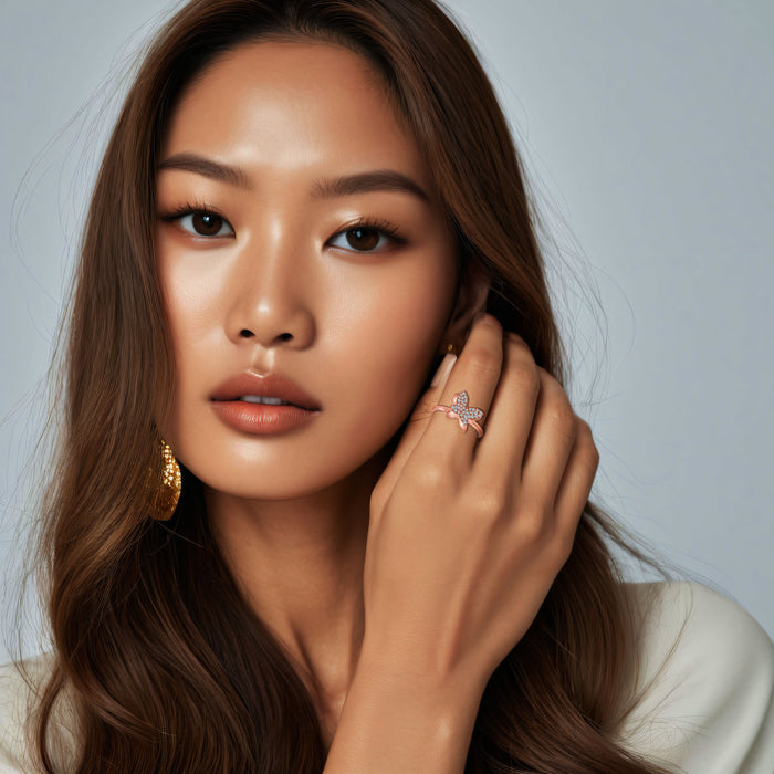 Diamond Butterfly Statement Pave Ring in 14K Gold