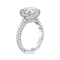 Round Cut Diamond Pave Engagement Ring in 18K White Gold