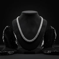 Round Diamond Cuban Link Necklace in 14K White Gold