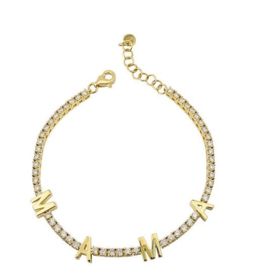 Mama Initial Diamond Bracelet in 14K Yellow Gold
