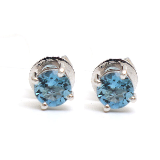 Aquamarine 18K White Gold Stud Earrings