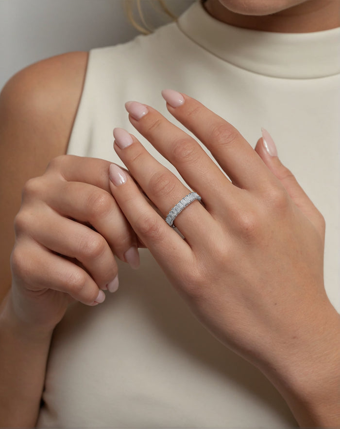 Baguette Diamond Eternity Band Ring in 14K White Gold