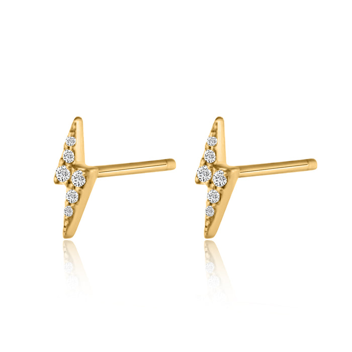 Diamond Lightning Bolt Stud Earrings in 14K Yellow Gold