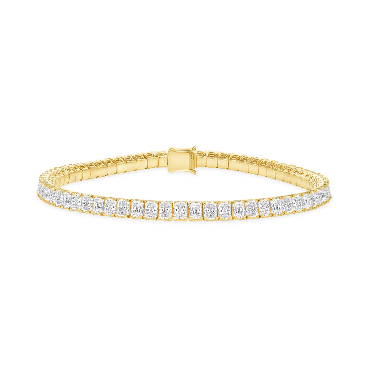 Round Cut Push Back Diamond Stud Bracelet in 18K Gold