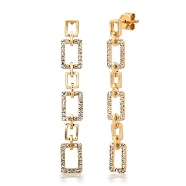 Diamond Comet Drop Earrings in 14K Yellow Gold