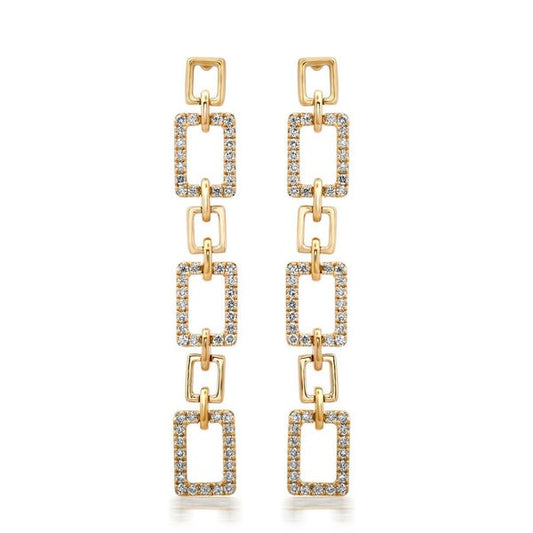 Diamond Comet Drop Earrings in 14K Yellow Gold