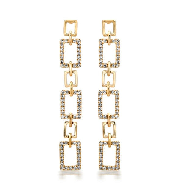Diamond Comet Drop Earrings in 14K Yellow Gold