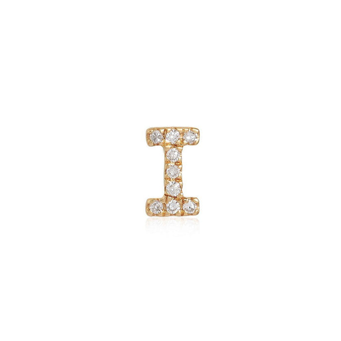 I Initial Diamond Letter Stud Earrings in 14K Yellow Gold