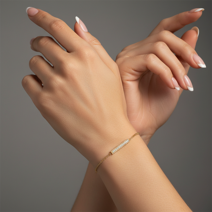 Tiny Dots Bar Diamond Bracelet in 14K Gold