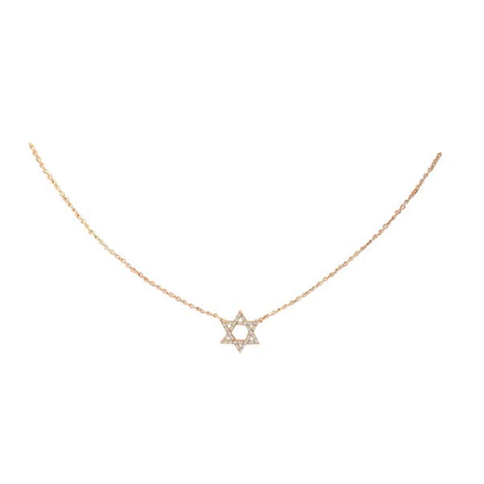 Star of David Baguette Diamond Necklace in 14K Yellow Gold