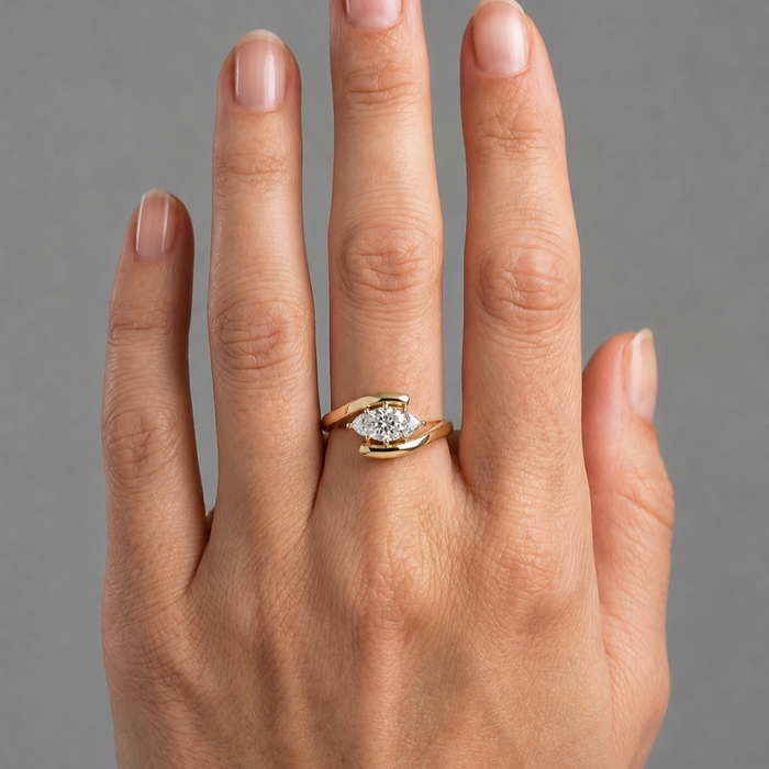 Marquise Diamond Three-Stone Ring in 14K Yellow Gold