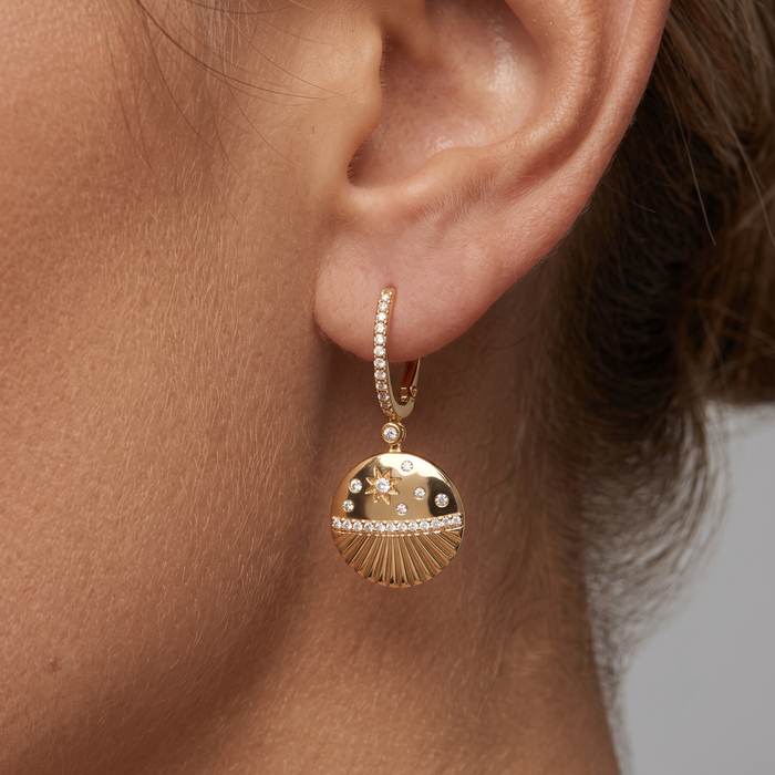 Starburst Shell Drop Earrings in 14K Yellow Gold
