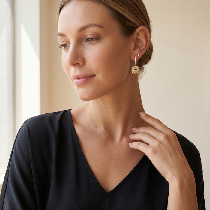 Starburst Shell Drop Earrings in 14K Yellow Gold