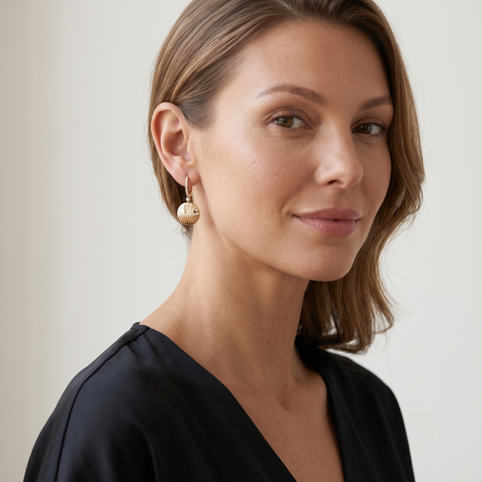 Starburst Shell Drop Earrings in 14K Yellow Gold