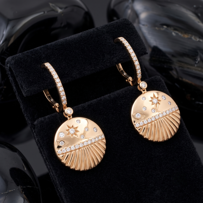 Starburst Shell Drop Earrings in 14K Yellow Gold