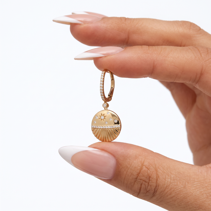 Starburst Shell Drop Earrings in 14K Yellow Gold