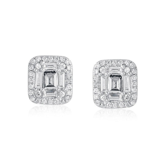 Baguette Diamond Stud Earrings in 14K Yellow Gold