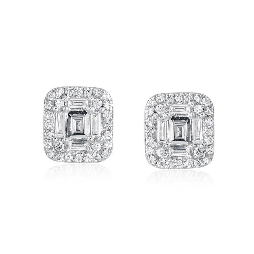 Baguette Diamond Stud Earrings in 14K Yellow Gold