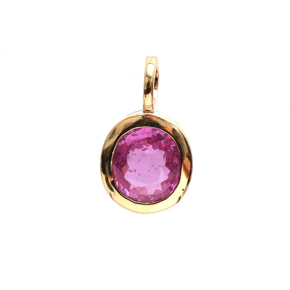 Round Pink Sapphire 18K Pendant Necklace