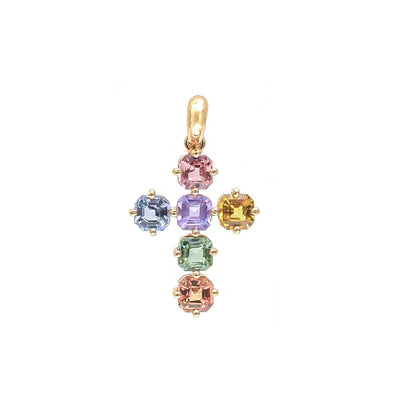 Sapphire Cross 14K (18K Custom) Pendant Necklace