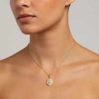 Diamond Shield Charm Pendant Necklace in 14K Yellow Gold
