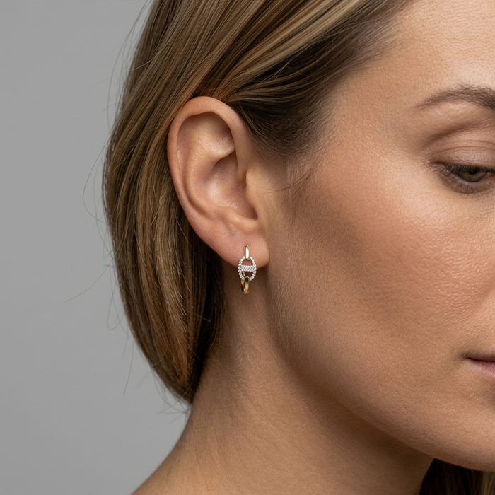 Link Luxe Diamond Hoop Earrings in 14K Yellow Gold
