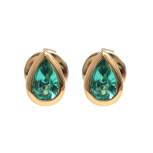 Emerald Pear Stud Earring in 18K Yellow Gold
