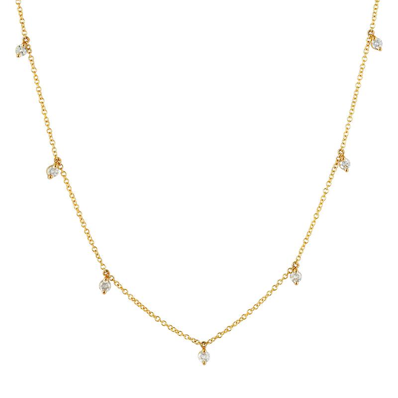 Dainty Pear Cut Diamond Drop Necklace in 14K Yellow Gold