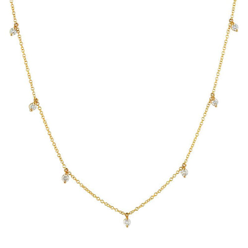 Dainty Pear Cut 14K (or 18k upon request) Yellow Gold Diamond Drop Necklace