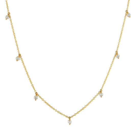 Dainty Pear Cut Diamond Drop Necklace in 14K Yellow Gold